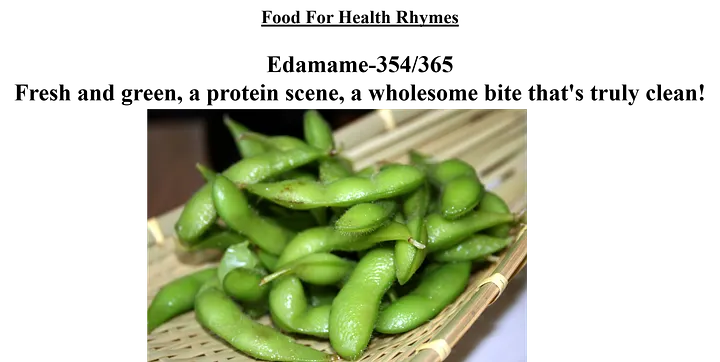 Food for Health Rhymes Edamame 354/365