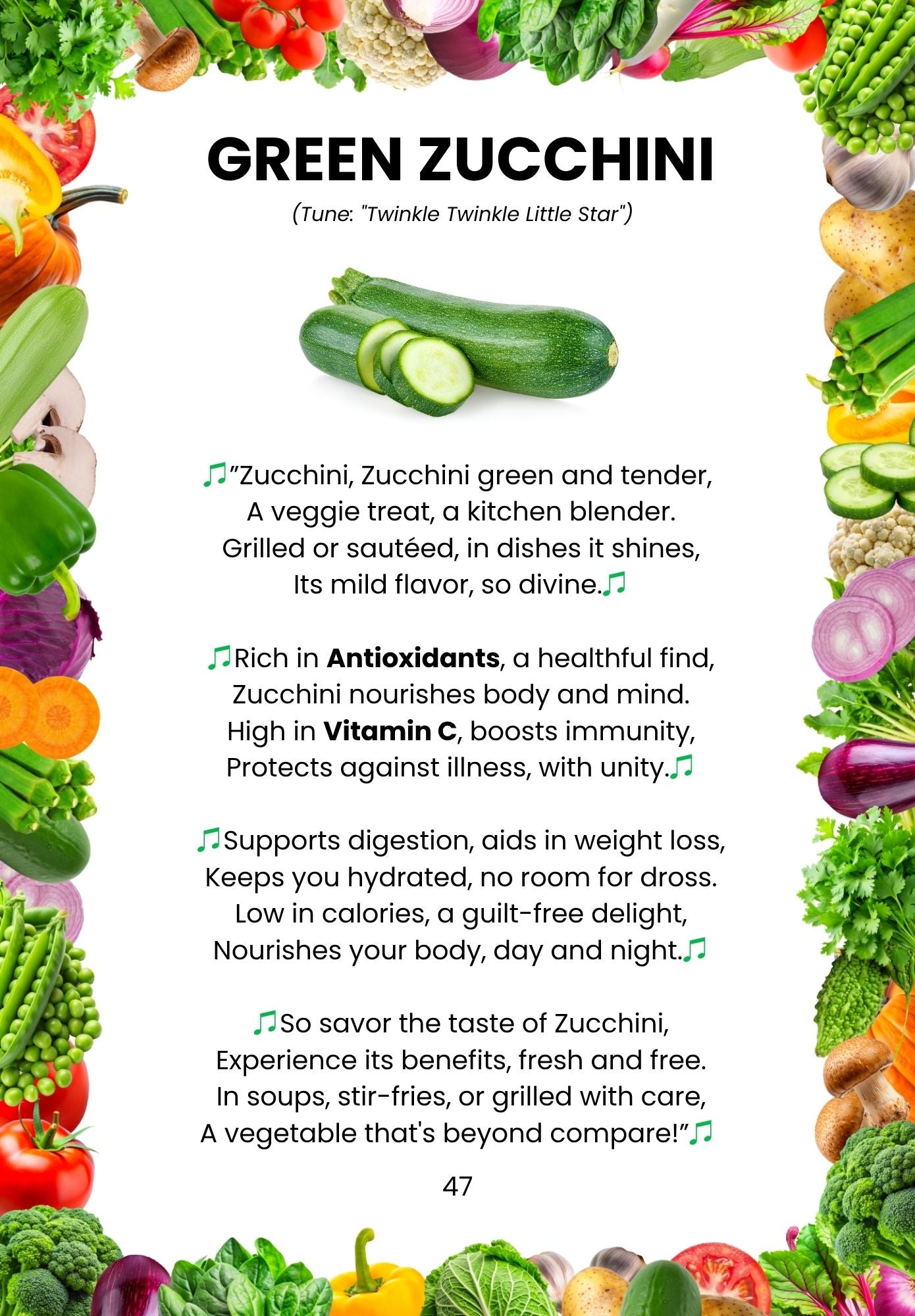 green zucchini rhymes